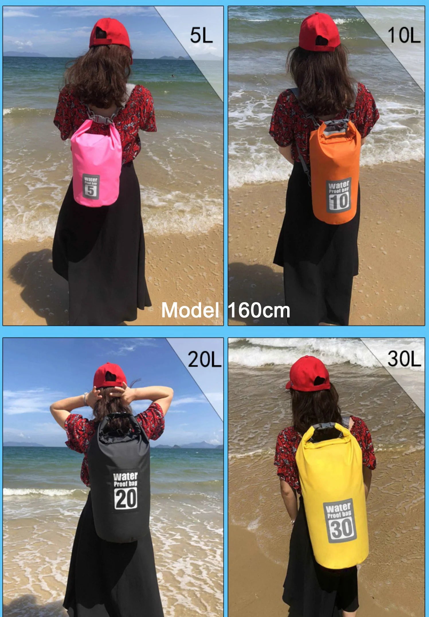 5L/10L/15L/20L/30L Outdoor Sport PVC Waterproof Storage Dry Bag For Canoe Kayak Rafting  Swimming Travel Kit Sack Backpack