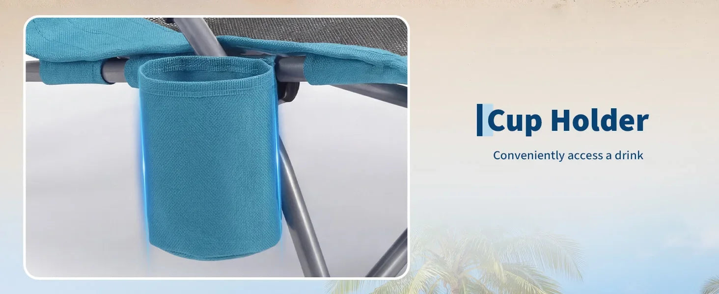 Low Folding Portable Beach Chairs for Extra Wide Seat Chair with Cup Holder Storage Pocket Carry Bag for Camping Beach Travel