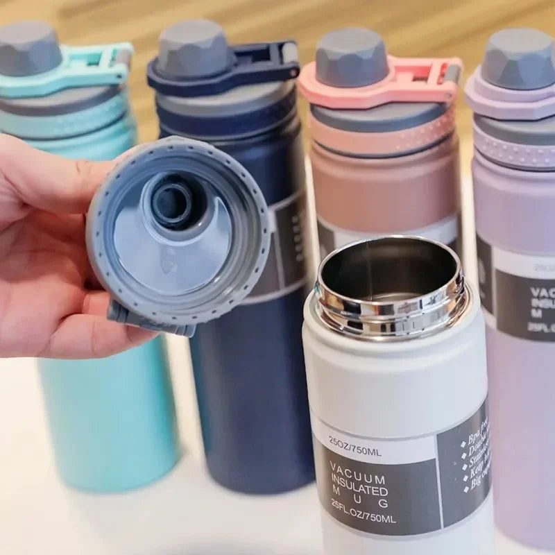 750ML Stainless Steel Outdoor Thermos Bottle Cup Large-Capacity Portable Sports Travel Car Water Cup Kettle Kids Water Bottle