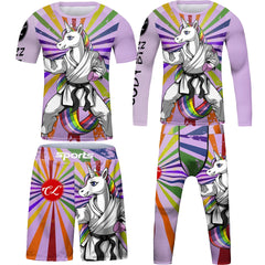 Kid's Jiu Jitsu MMA T-shirt +Pants Set Grappling Rashguard For Kid Bjj Boxing Jerseys Gi Rash Guard MMA Shorts Boxeo Sportsuits