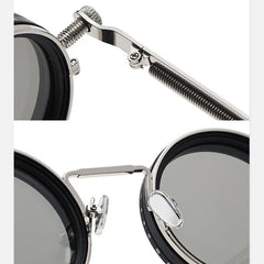 ND Dimming Glasses Polarized Sunglasses Men Women Round Retro Punk Driving Eyeglasses Outdoor Shades UV400 Adjustable Eyewear