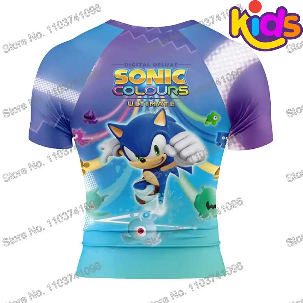 Kids Blue Surf Clothing BJJ MMA Boys Rash Guard Short Sleeve Diving T-Shirt Tight Swimwear Summer Beach Floatsuit Girls Tops