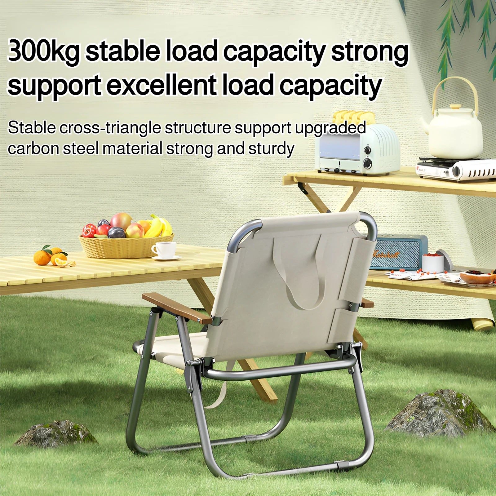 Portable Camping Chair Picnic Oxford Cloth Chair Beach Fishing Chair Outdoor Folding Beach Chair with Non-slip Mat Aluminum Blac