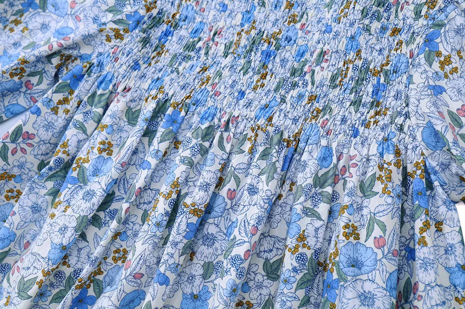 Clearance AS 2024 Summer Blue Shabbos collection sister brother matching clothing 100% cotton floral and knitted kids clothes