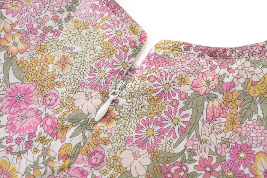 Clearance sale 2025 AS summer green grid & pink Floral collection brother sister family matching 100% cotton boys girls clothing
