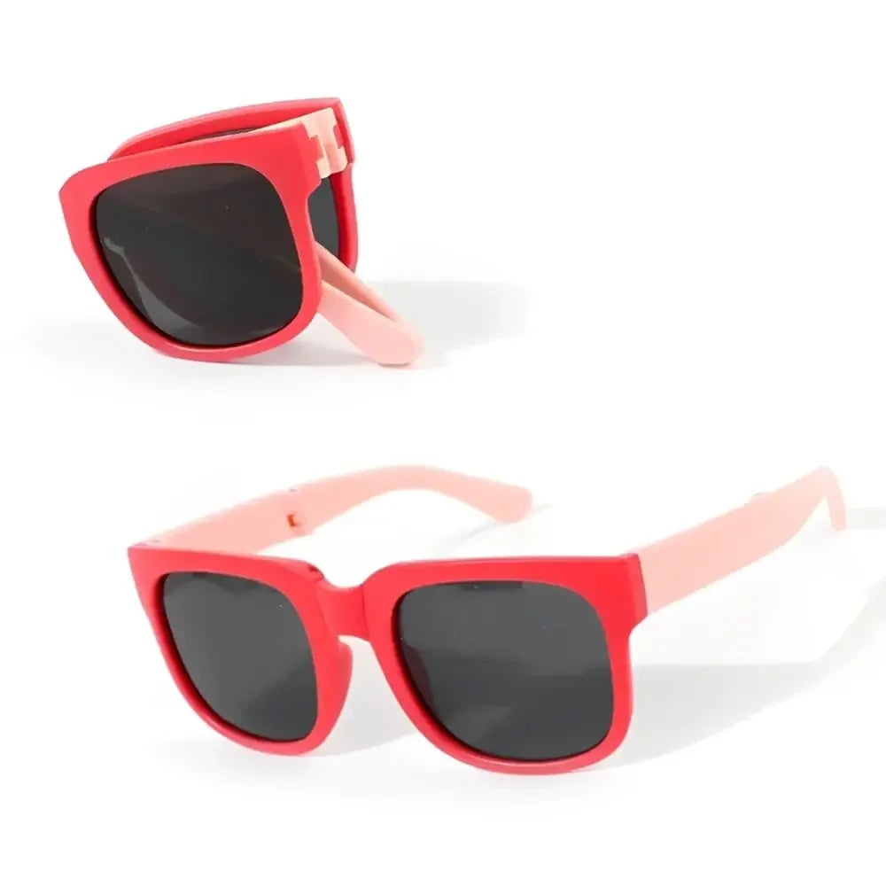 Kids Sunglasses for Toddler Boys and Girls Foldable Sunglasses Children Eyewear Square Frame Travel Goggle UV 400 Shades Eyewear