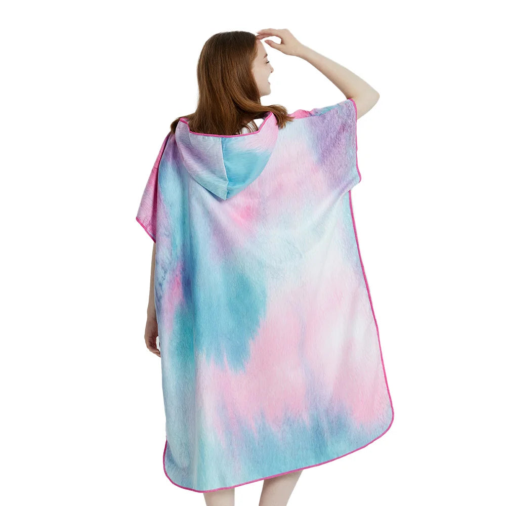 Surf Poncho Towel Poncho Quick-Dry Towel Hoodie Microfiber Beach Robe Changing Poncho Swim Towel Beach Poncho For Adults (A4)