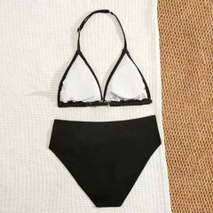 2026 Solid Girls Swimsuit Halter Triangle Bikinis Kids Swimwear Female Children's Bathers Bathing Swimming Swim Suit 8-12Y