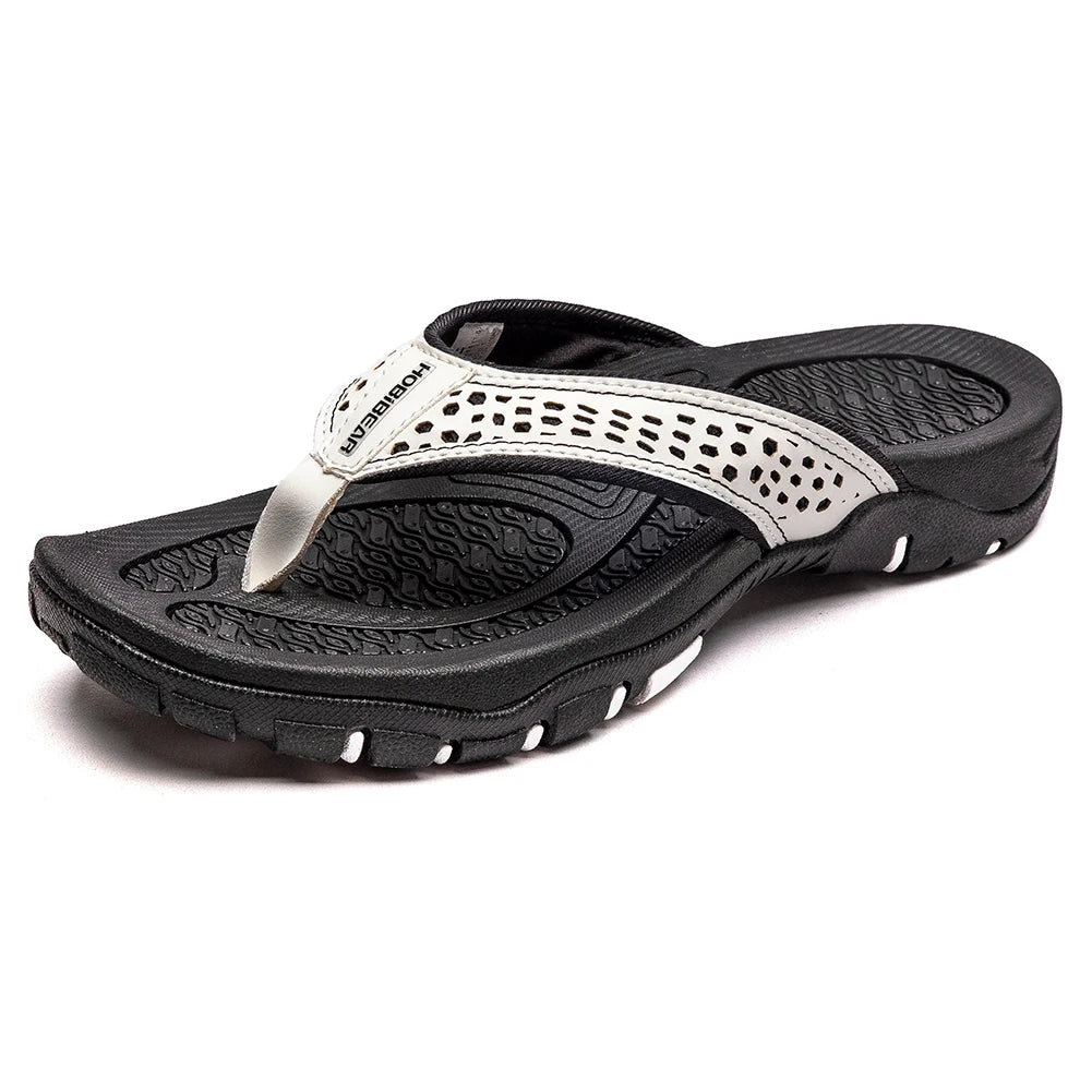 Jumpmore Summer Flip Flops Men Shoes Outdoor Fashion PU Leather Flat Shoes Beach Holiday Shoes Size 40-50