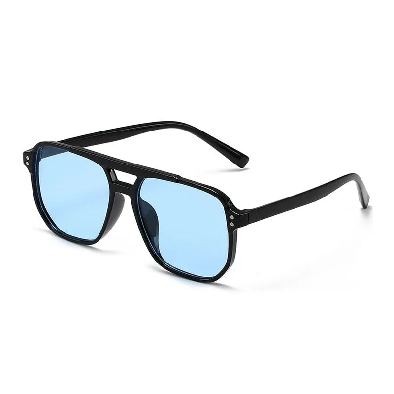 Square Big Frame Sunglasses for Men and Women Lightweight Frame Black Yellow Sun Glasses with UV Protection