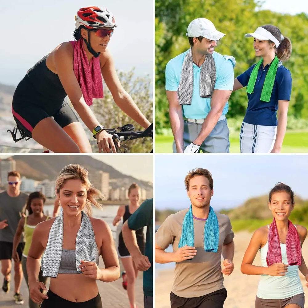 Cooling Towel Microfiber Ice Cold Sport Face Neck Soft Breathable Chilly Sweat Towel for Yoga Gym Hot Weather Running, 32x12 Inches