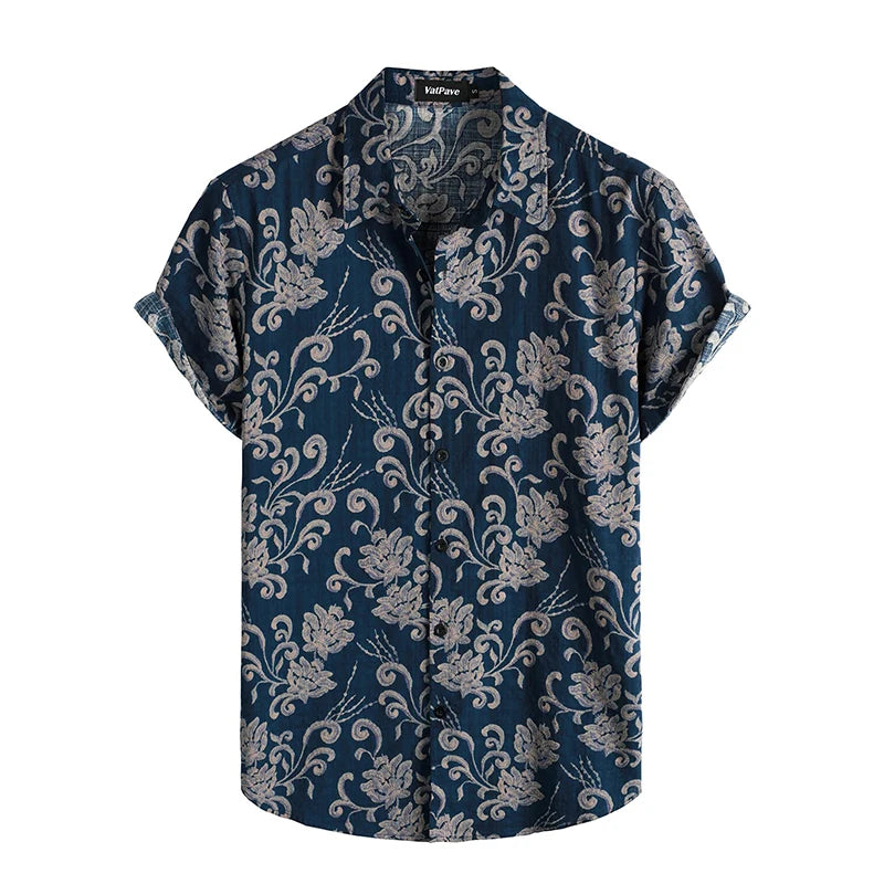 Mens Casual Hawaiian Floral Shirts 3D Full Print Short Sleeve Button Down Tropical Beach For Men Camisa Manga Masculina