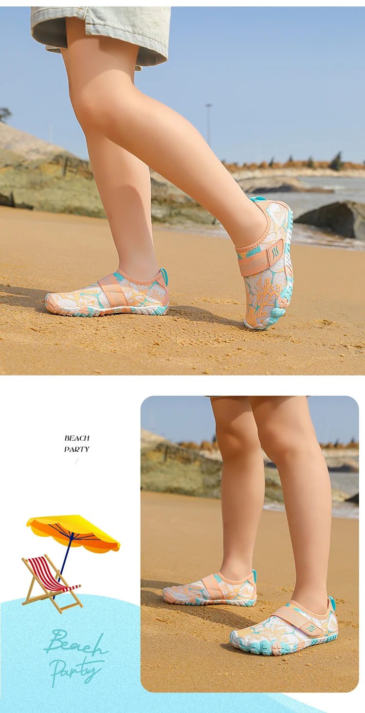 Breathable Boys and Girls Aqua Shoes Anti-Bump Toe Drainage Design Outdoor Hiking and Wading Water Shoes Barefoot Shoes