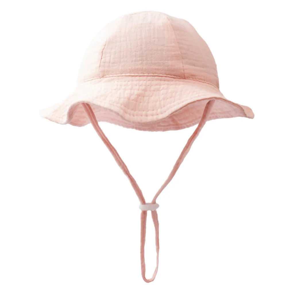 INS Baby Pure Cotton Basin Hat Sun-Protective Breathable Baby Fisherman Hat Solid Color Children's Sun Hat