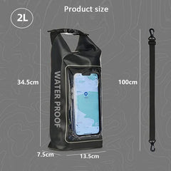 2L/5L Waterproof Dry Bag Touch Screen Swimming Waterproof PVC Bag Rafting Floating Outdoor Sport Bag Surfboard Kayak Storage Bag