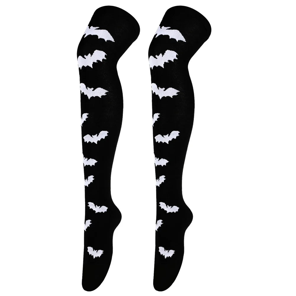 Halloween Stockings Blood Bat Spider Web Socks Festival Dress Up Props Cosplay Makeup Ball Party Skull Head Bone Long Socks New