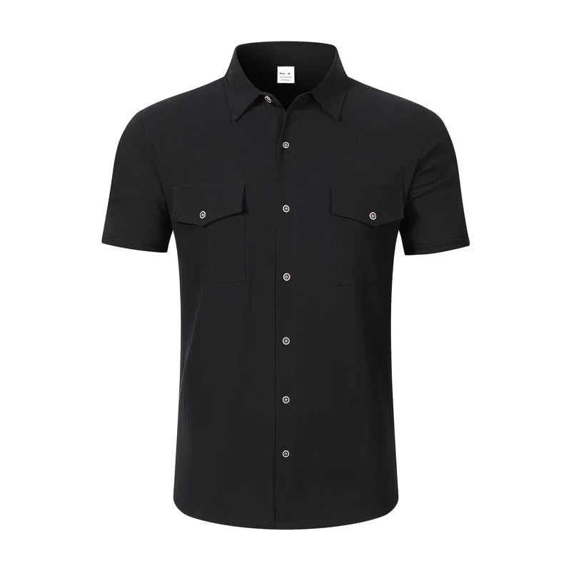Men's Linen Casual Short Sleeve Shirt Lapel Collar Button Lightweight Breathable Summer Daily Beach Vacation Work Shirt for Men