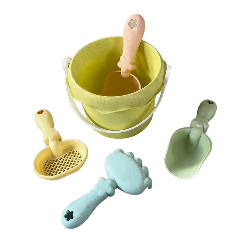Wheat Straw Kids Beach Toy Set Summer Outdoor Sand Play Kit Eco-Friendly Portable Sand Bucket and Shovel Set Holiday Gifts