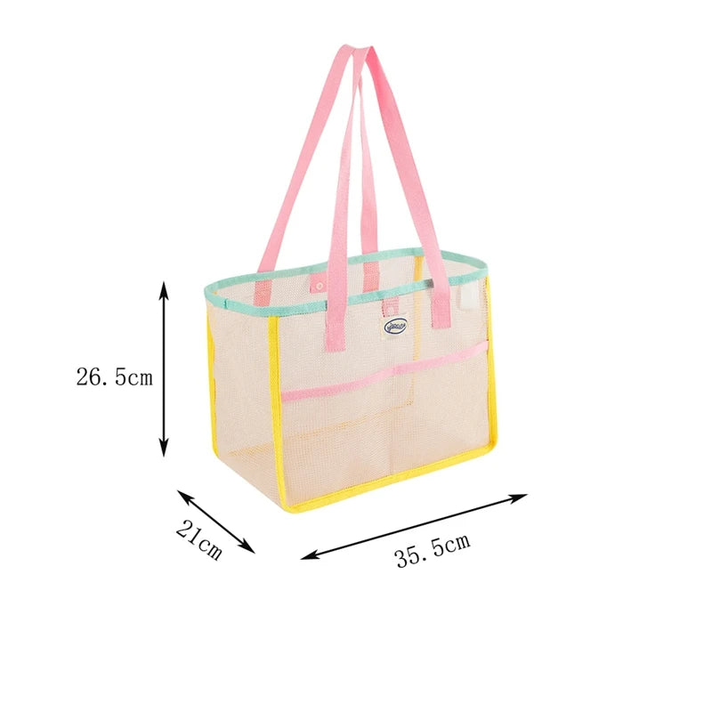 Ladies Summer Transparent Mesh Breathable Handbag Outdoor Beach Shower Handbag Large Capacity Beach Bags Portable Swimming Tote