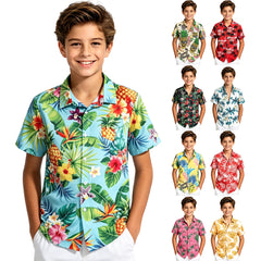 Boys Hawaiian Shirt Kids Summer Beach School Gift Casual Top Teenager Novelty Fashion Daily Holiday Birthday Tee