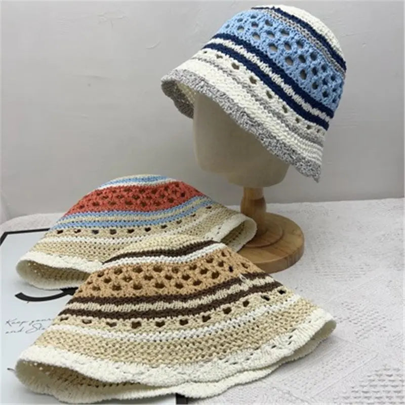 Popular Mix Coor Summer Bucket Hat For Women Tropical Beach Panama Bob Caps Outdoor Best Matched Sunshade Fisherman Hat Gift