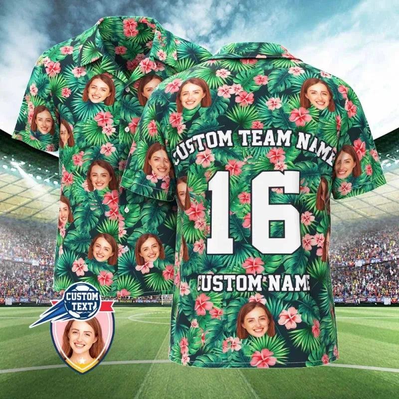 2025 Custom Photo Face Name Hawaiian Shirt Personalized Diy Text Beach Shirt Gift Mens Designer Shirts Customize Club Jersey