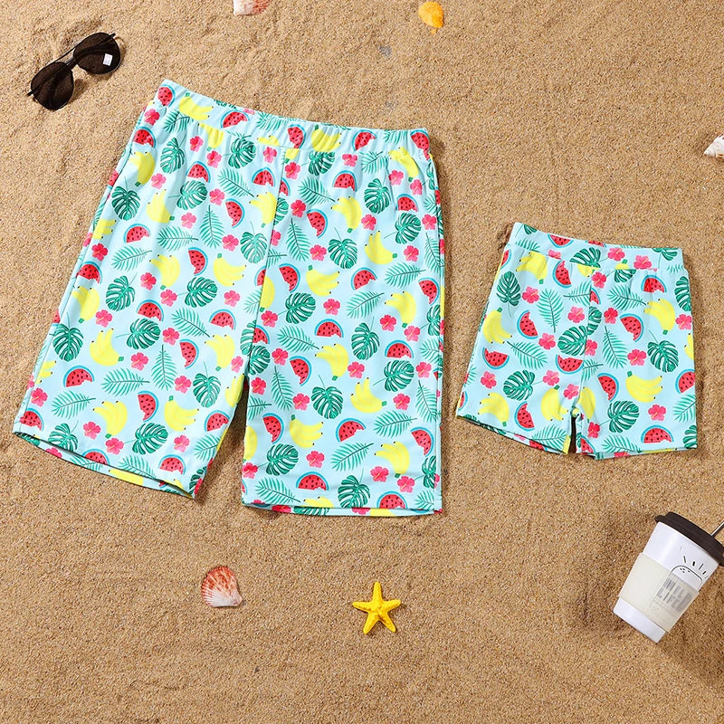 2023 Leaf Swimsuits Family Matching Outfits Look One-Piece Mother Daughter Swimwear Mommy and Me Clothes Father Son Swim Shorts