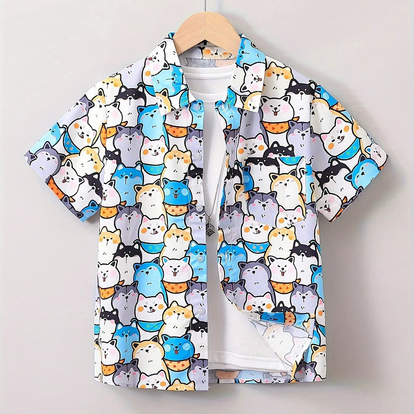 Children Blouse Hawaiian Shirt Boy Hawaii T-Shirt Short Sleeve Tops Summer Casual Lapel Tees Children's Shirt Kids Girls Clothes