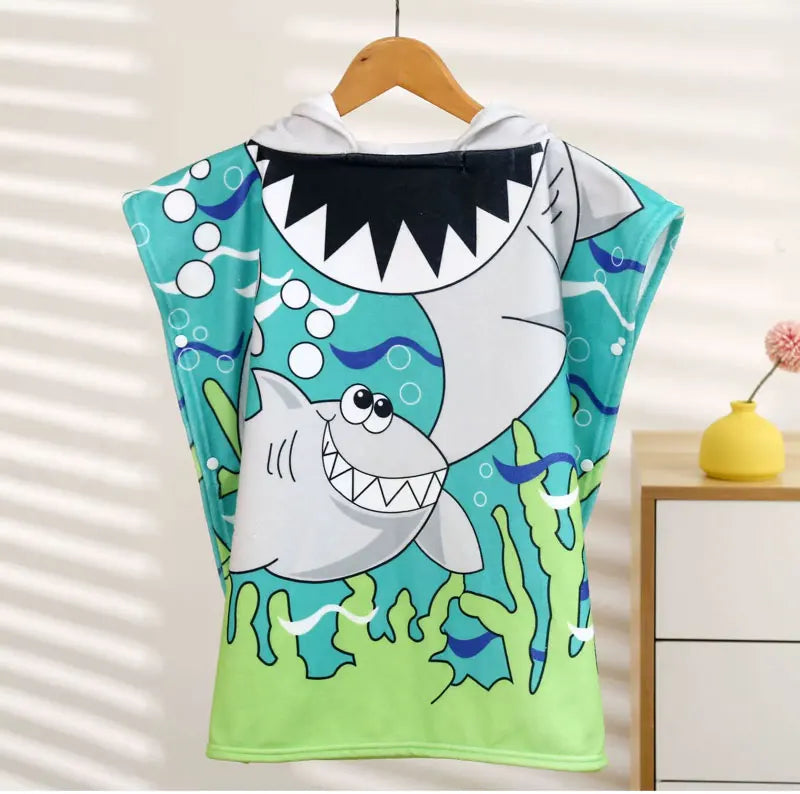 Baby Cartoon Printing Bathrobe Girls Unicorn Beach Towel Boy Shark Dinosaur Bath Towel Kids Hooded Cape Towel Children Bath Item