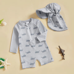 Baby Boy Girl Swimsuit Short Sleeve Rash Guard Zipper Swimwear Toddler Bathing Suit Infant Beach Outfits