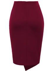Women Wear to Work Pencil Skirts for Women Elastic High Waist Wrap Twist Front Knee Length Bodycon Skirt
