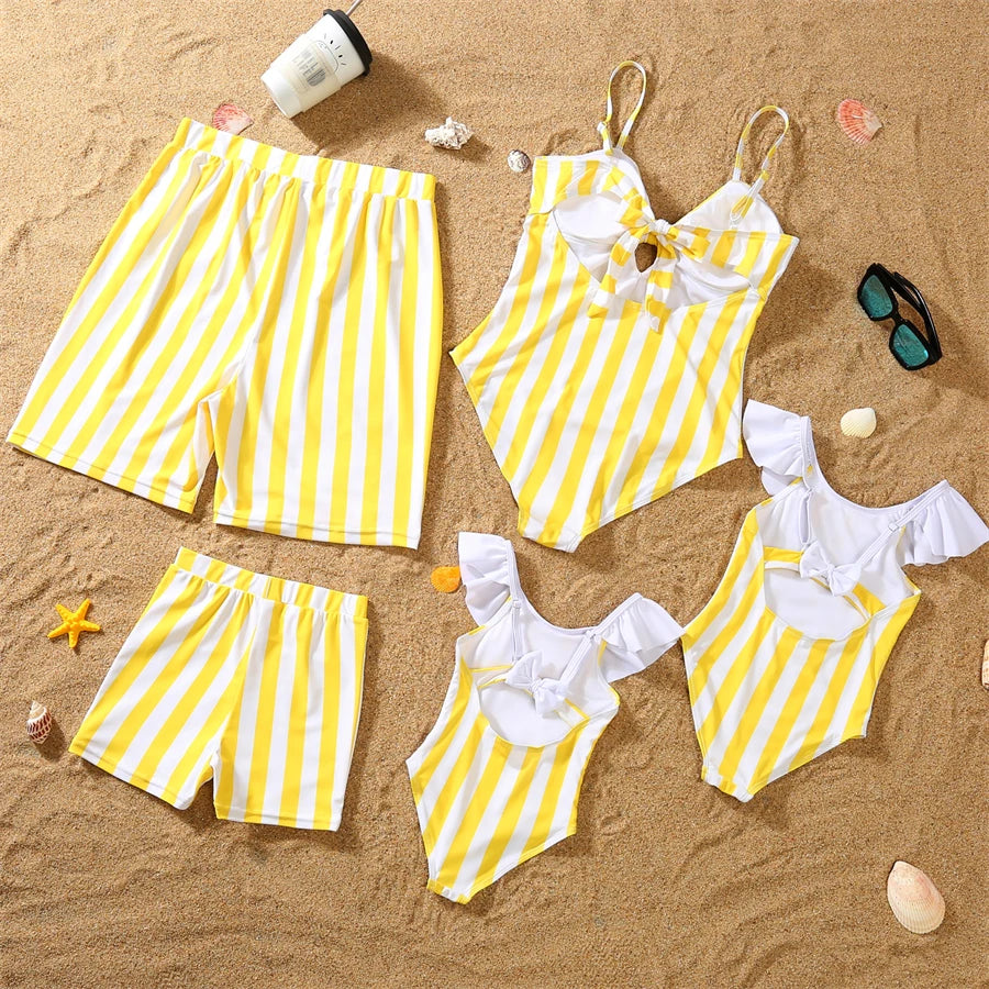 Dinosaurs Swimwear Family Matching Outfits V-Neck Mother Daughter Swimsuits Mommy and Me Dresses Clothes Father Son Swim Shorts
