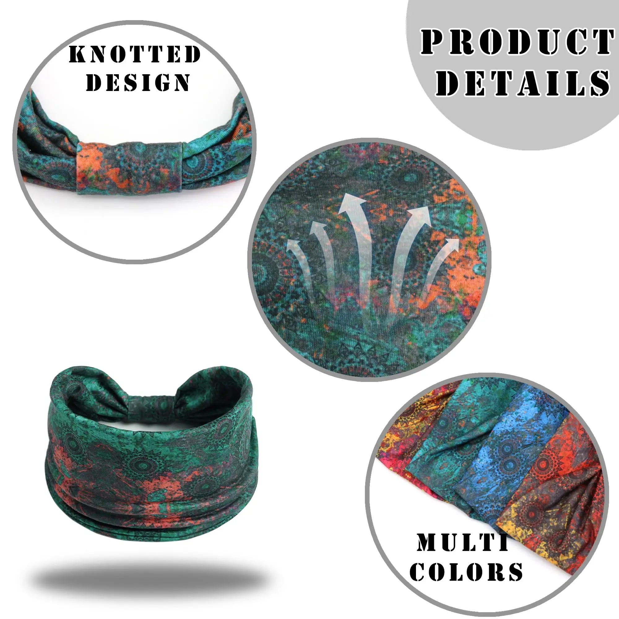 Boho African Headbands for Women Wide Cotton Turban Headwrap  Knot Elastic Hairbands Bandeau Sport Workout Yoga Hair Accessories
