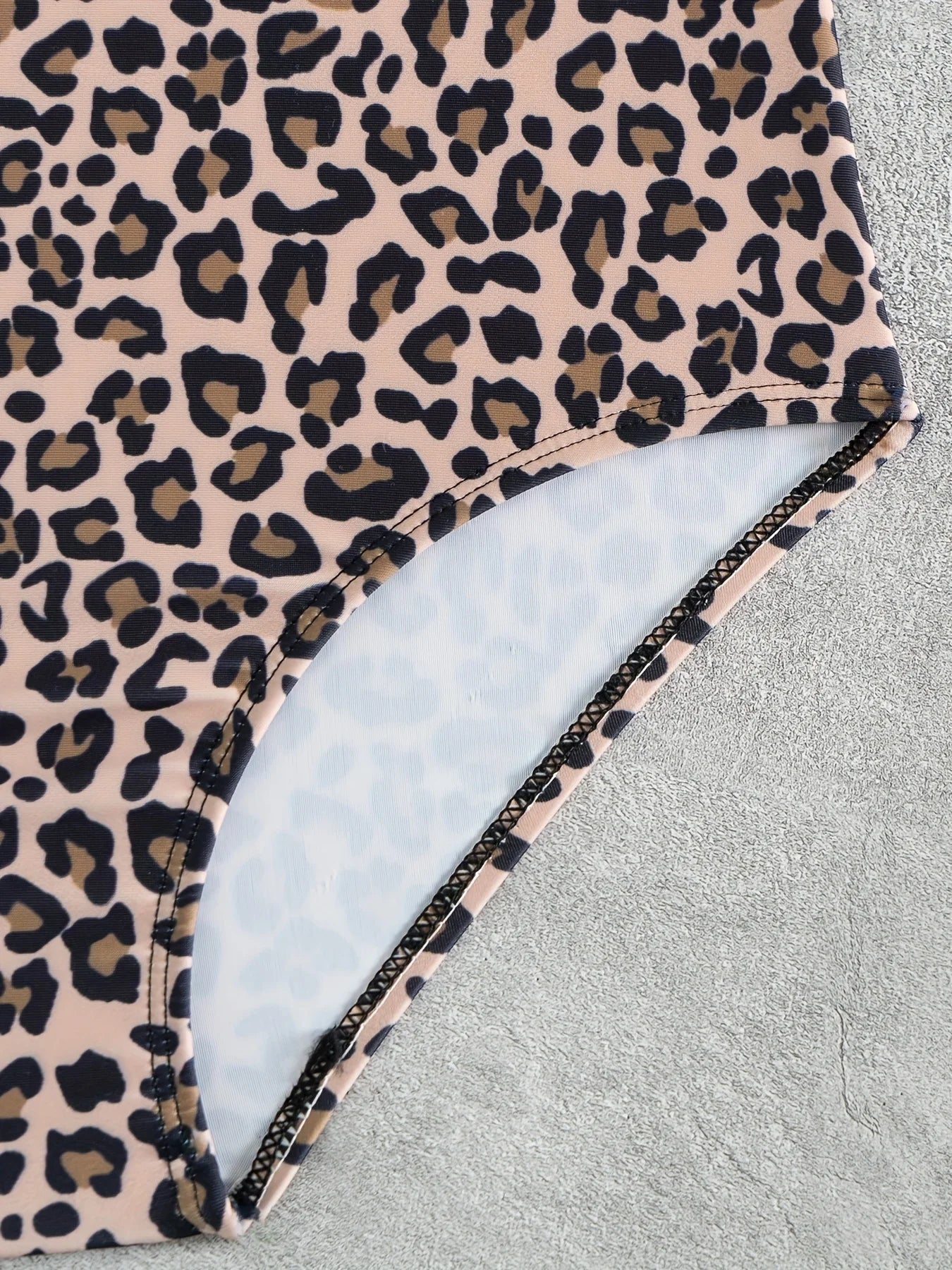 Girls' Off-Shoulder Ruffled One-Piece Swimsuit Children's Leopard Print Pool Beachwear