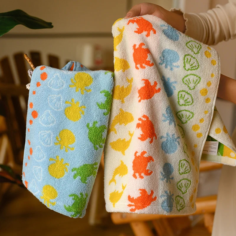 Cute Graffiti  Pears Patter Cotton Soft Face Towel for Kids Absorbent Bath Towel Comfortable Cotton Household Towel Beach Towels