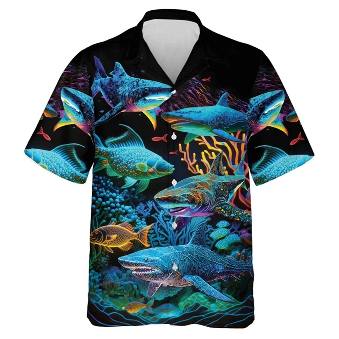 Boy's Comfortable Breathable Hawaiian Fishing Print Shirt Boys Short Sleeve Shirt Summer Loose Beach Oversize Tee Shirt for Boy