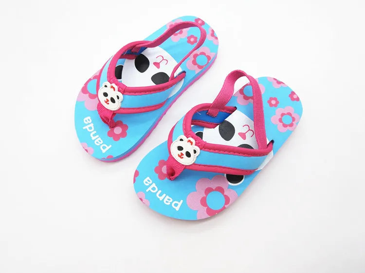 2026 Summer Children Cute Cartoon Animal Slippers Beach Shoes Kids Flip Flops Elastic Band Anti-slip Sandals Boys Girls Slippers