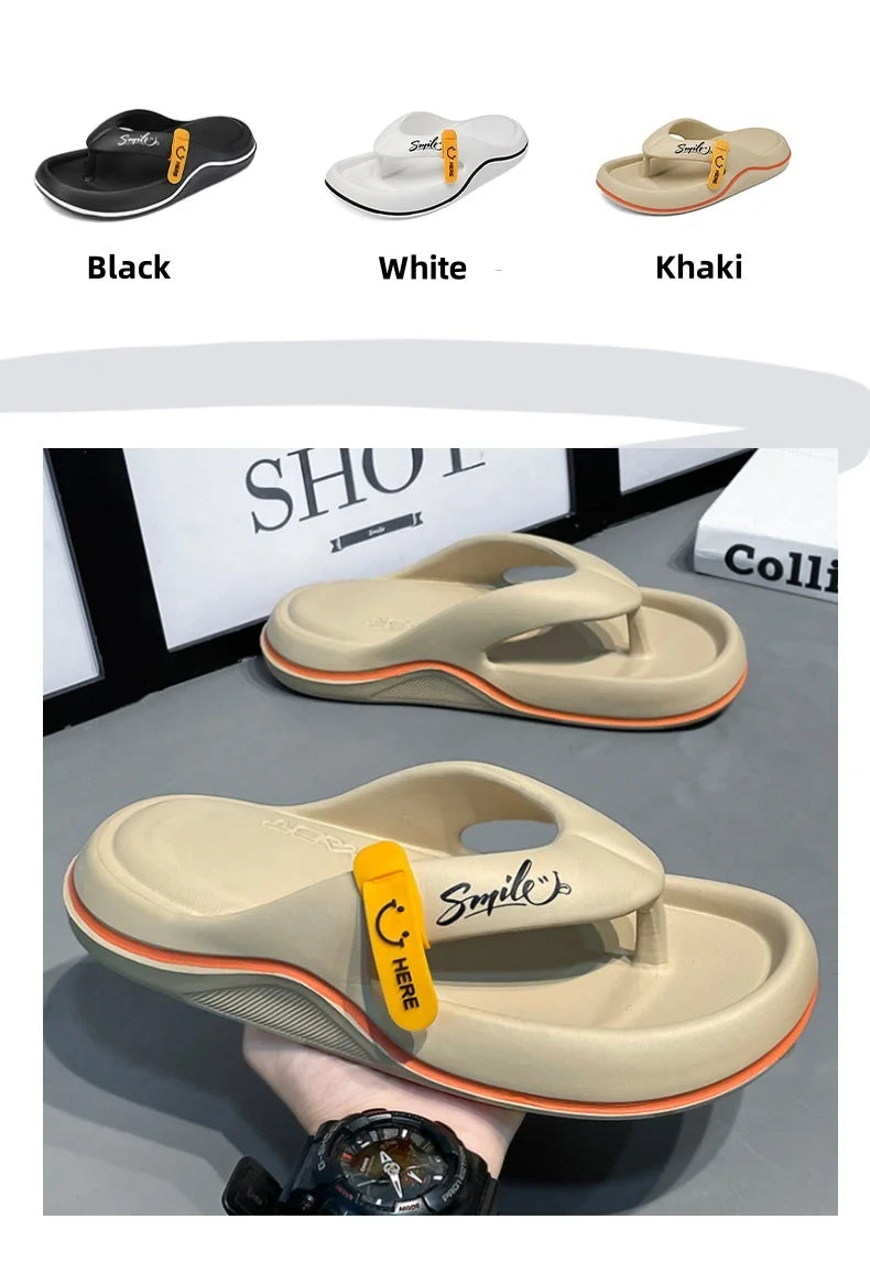 New Man Women Slippers Flip Flops Indoor Outdoor Beach Sandals Super Soft Bottom Slides Non-slip Thick Soled Men Slippers