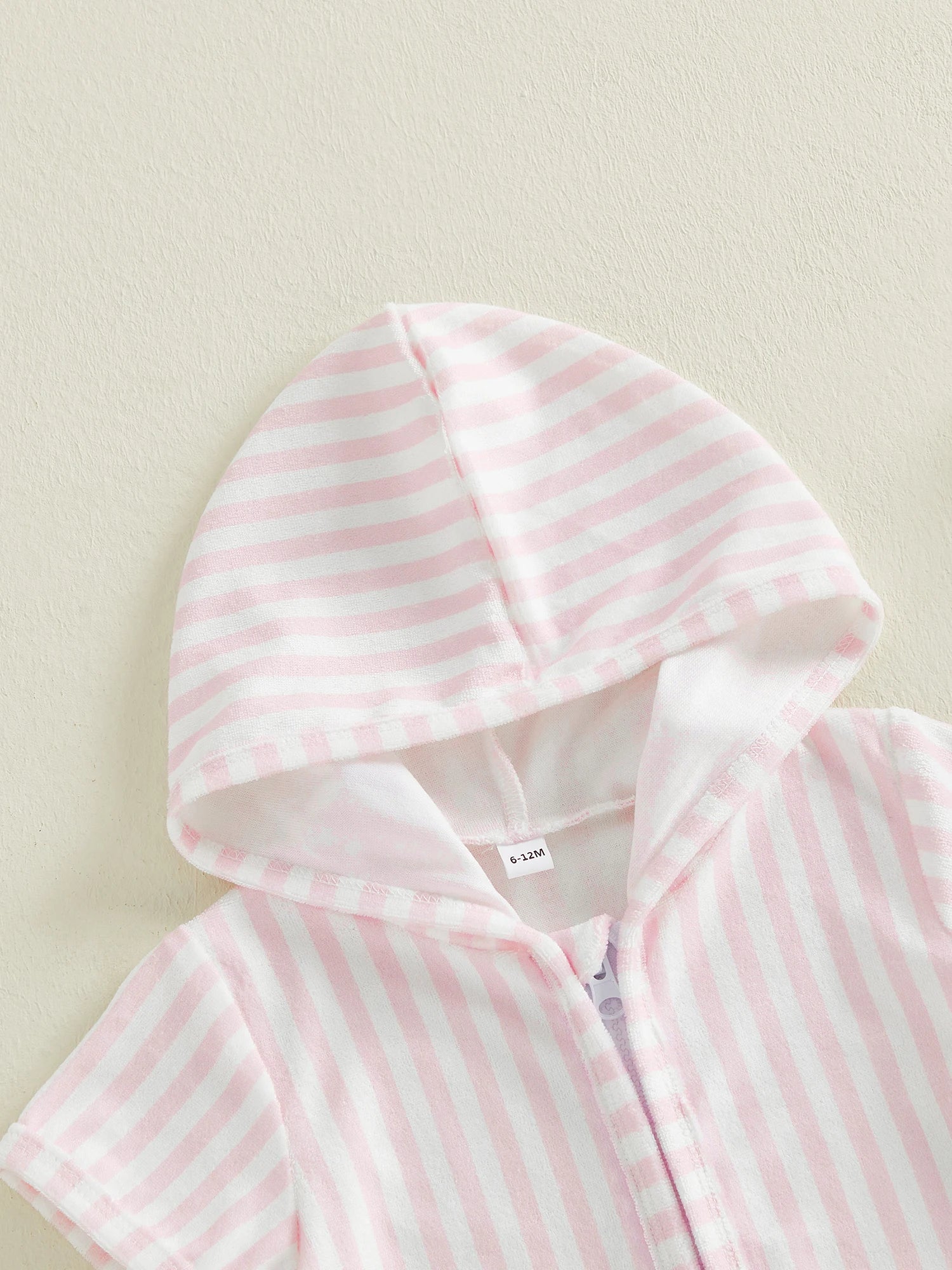 0-5Y Girls Swimwear Cover-ups Short Sleeve Zip Up Hooded Striped Bathing Suit Cover Up for Kids Pool Beach Robe 2026 New