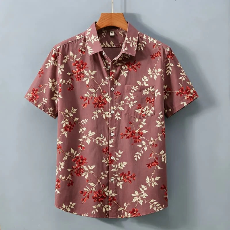 Men's Fresh Floral Vacation shirt, Short Sleeved Shirt With pockets, Suitable For Casual Street Wear In Summer