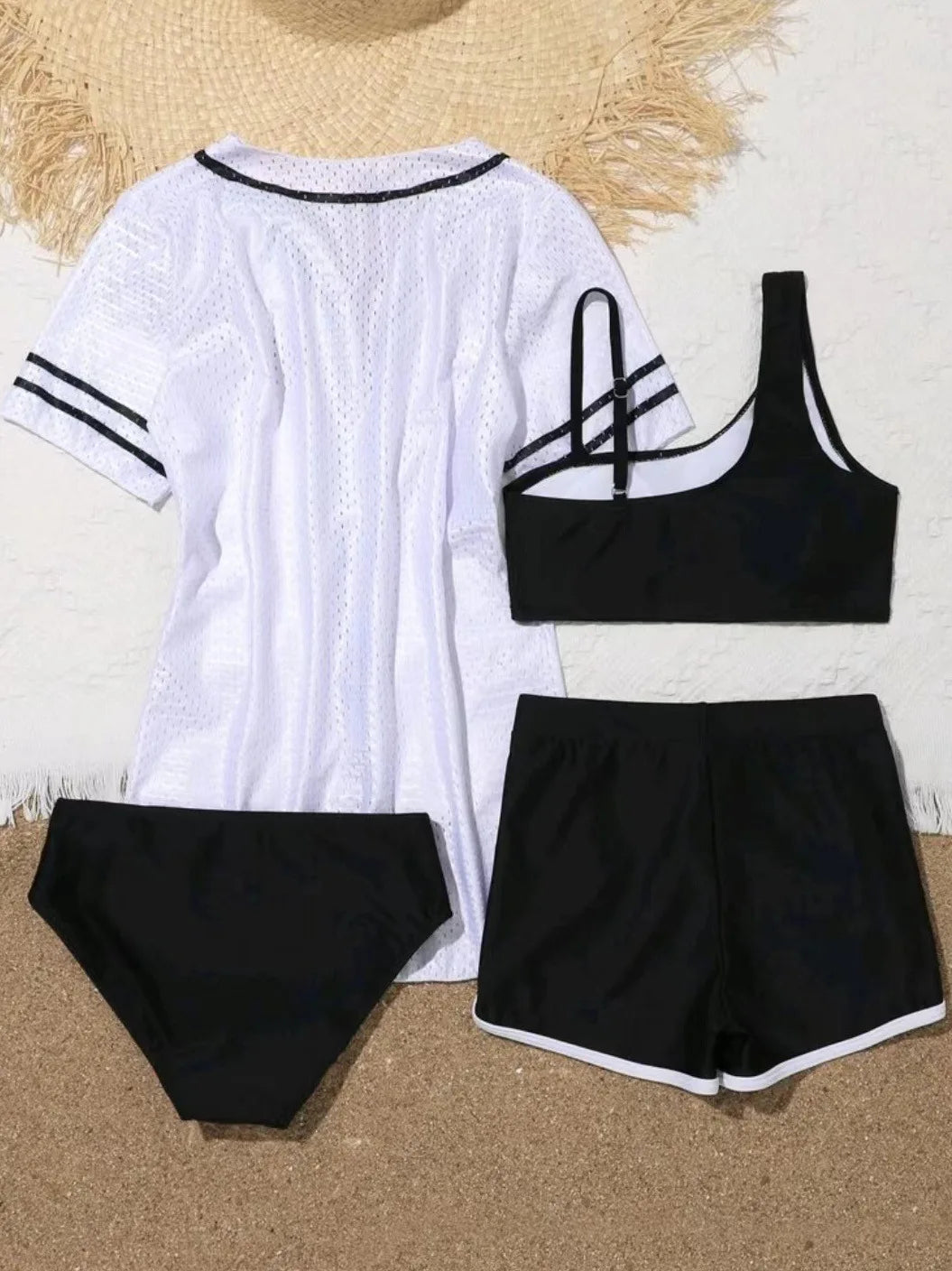 4 Pieces Bikinis With Top Short 2026 Girls Swimsuit Kids Swimwear Female Children's Bathers Bathing Swimming Swim Suit Beachwear