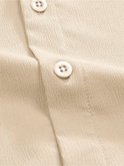 Summer Men's Short Sleeve Shirts Solid Color Stand Up Collar T Shirts Loose Casual Beach Shirt Breathable Male Linen Tops