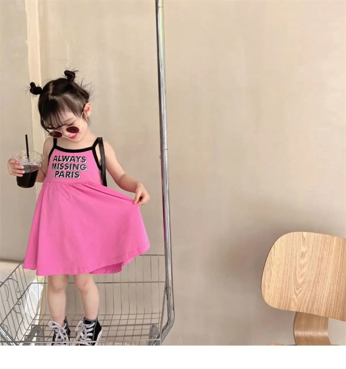 2026 Summer Girls Cute Print One Piece Suspender Dress Casual Design