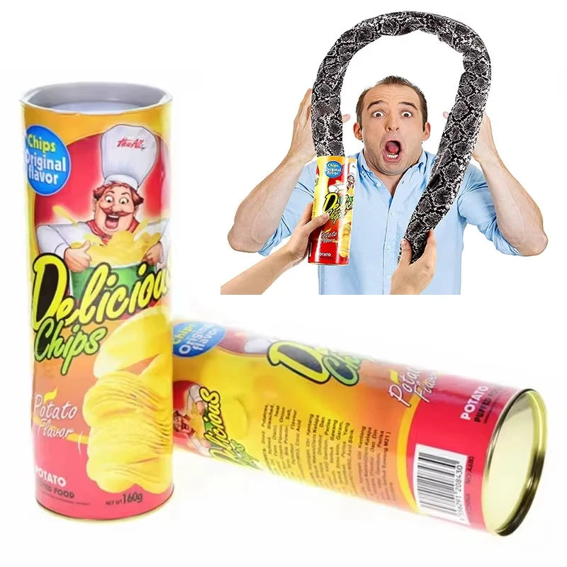 The Potato Chip Snake Can Jump Stage Magic Tricks Spring Snake Toy April Fool Day Halloween Party Jokes in A Can Gag Gift Prank