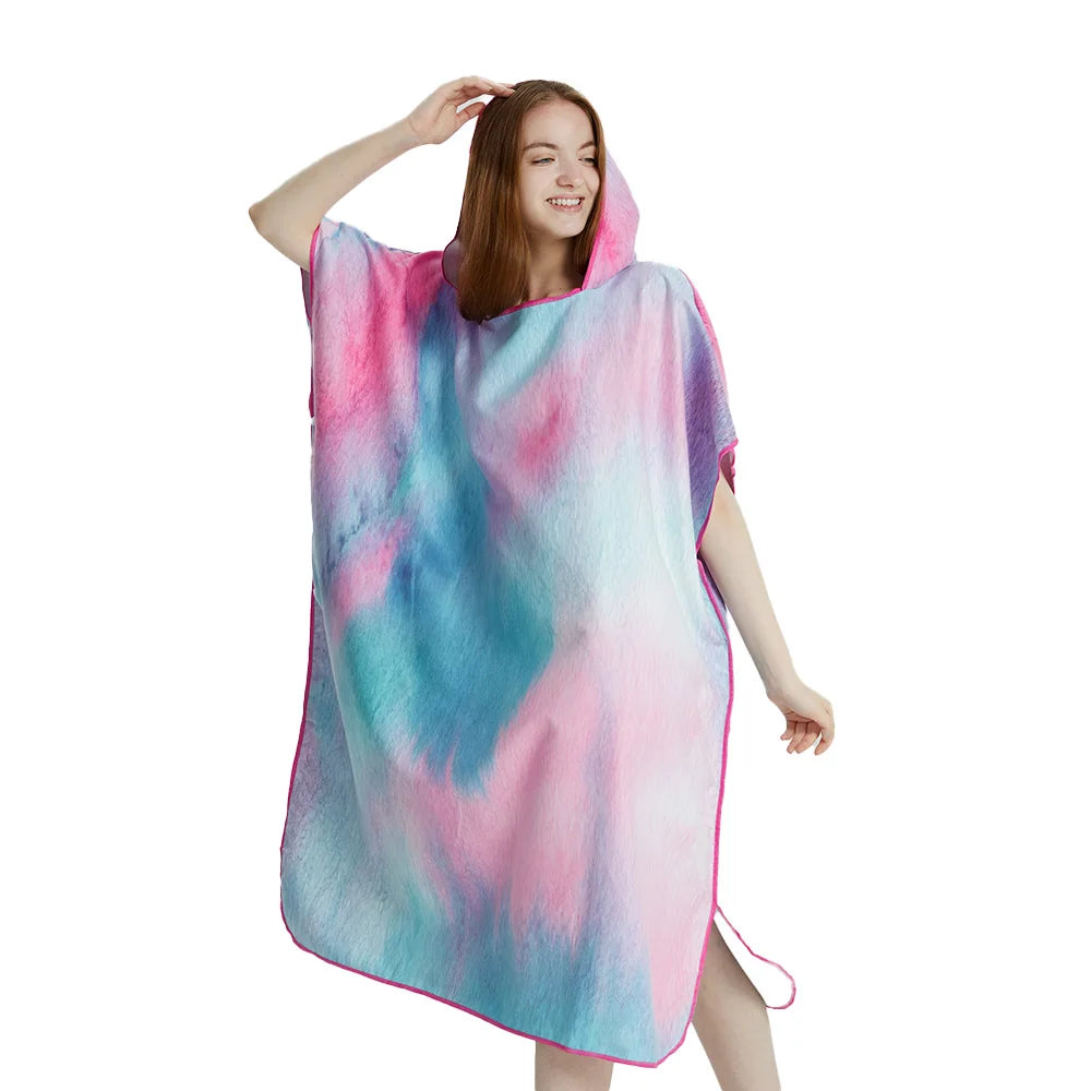 Surf Poncho Towel Poncho Quick-Dry Towel Hoodie Microfiber Beach Robe Changing Poncho Swim Towel Beach Poncho For Adults (A4)