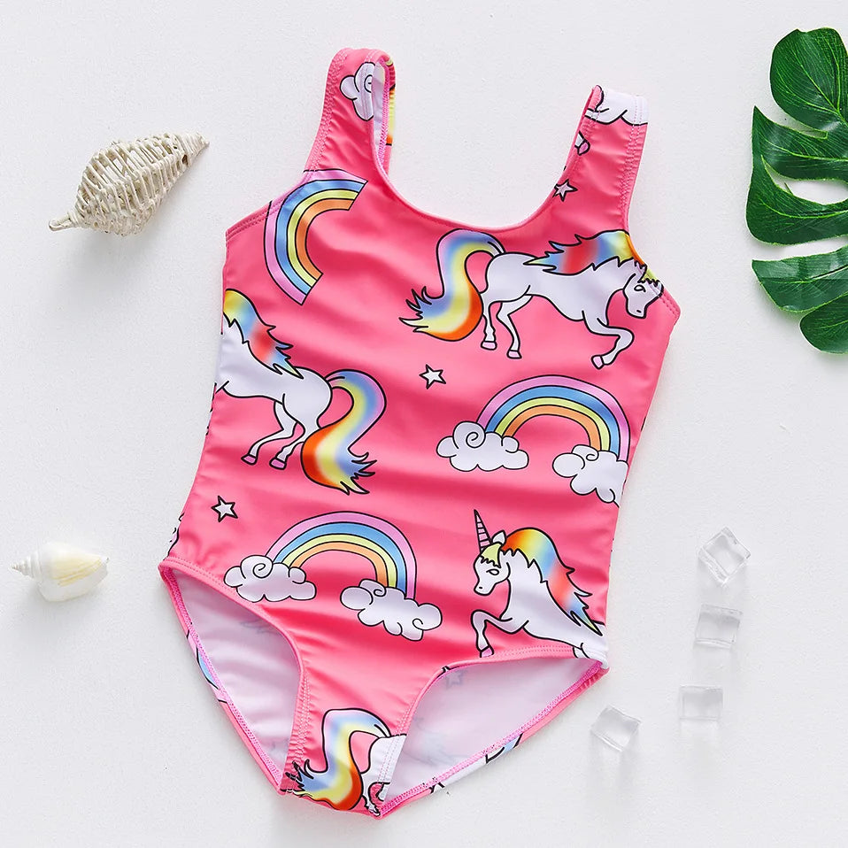 Girls Swimsuit One-Piece Mermaid Fish Scale Unicorn Children's Swimwear Girls Beachwear 2 3 4 5 6 7 8 Years