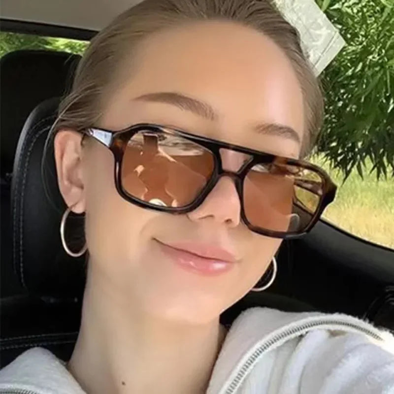 Square Big Frame Sunglasses for Men and Women Lightweight Frame Black Yellow Sun Glasses with UV Protection
