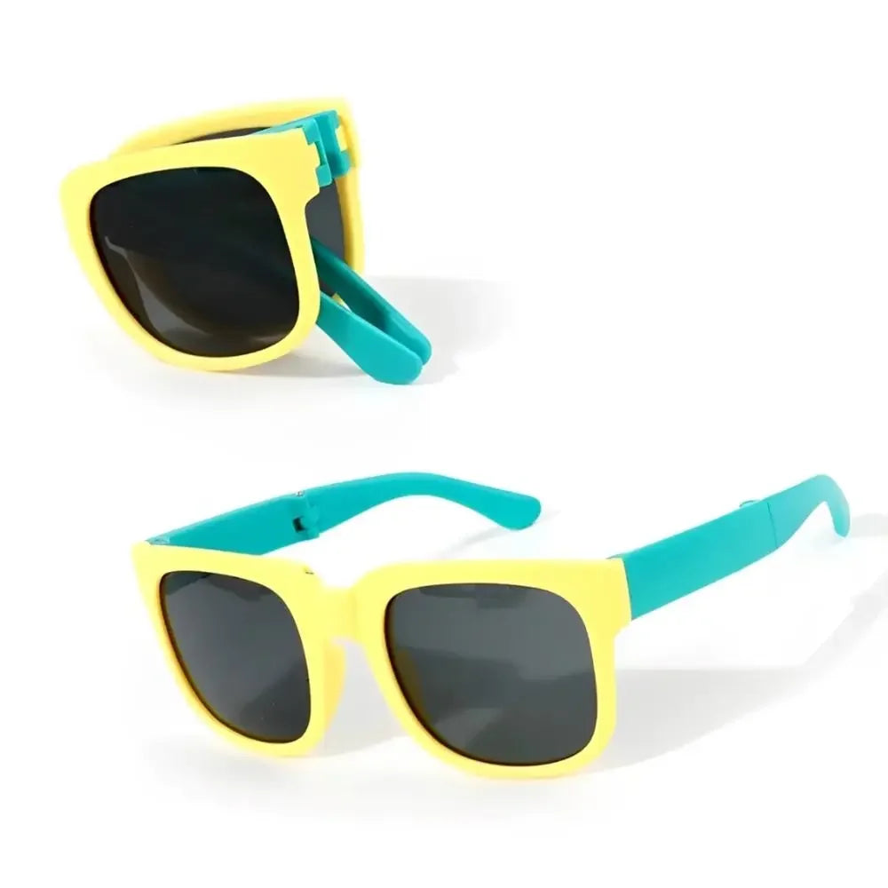 Kids Sunglasses for Toddler Boys and Girls Foldable Sunglasses Children Eyewear Square Frame Travel Goggle UV 400 Shades Eyewear