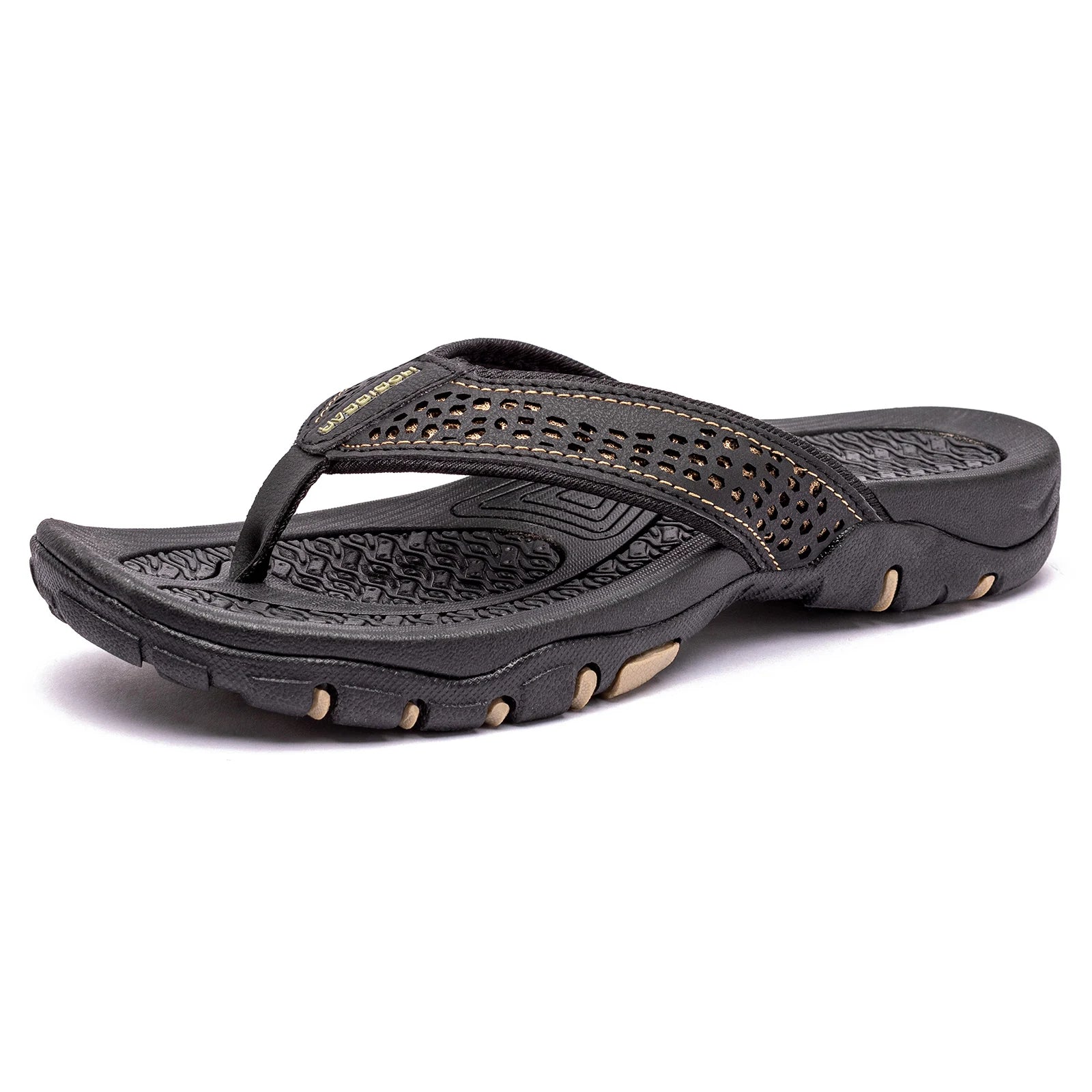 Jumpmore Summer Flip Flops Men Shoes Outdoor Fashion PU Leather Flat Shoes Beach Holiday Shoes Size 40-50