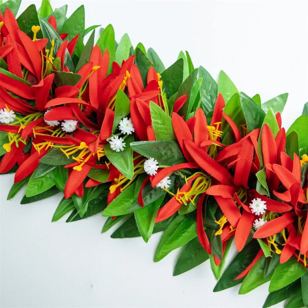 Artificial Maile Leaf Spider Lily Flowers Tropical Haku Head Lei Po'o Hawaii Crown Handcrafted Gifts Hula Dancing Performace